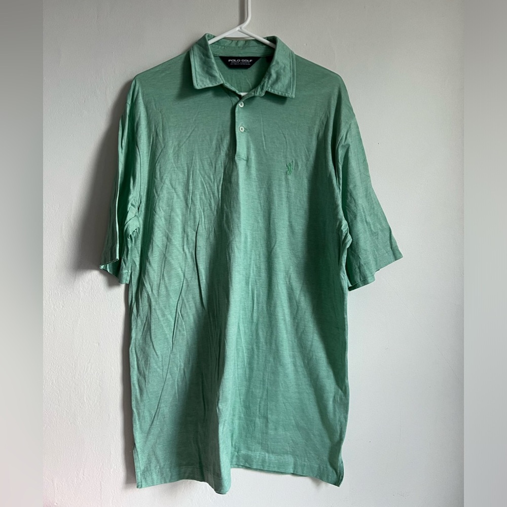 LARGE Ralph Lauren polo sport golf shirt top green stripes Pima cotton men’s
